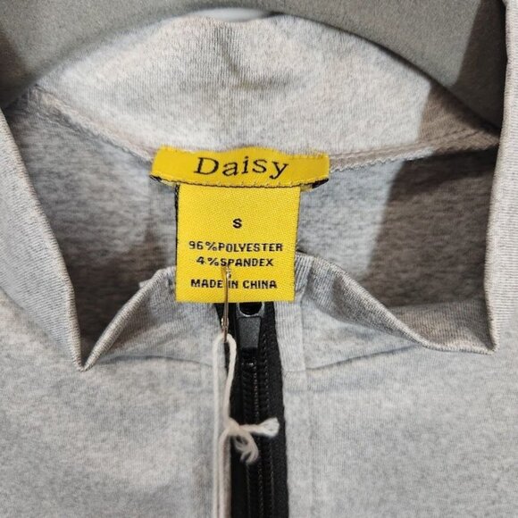 Daisy Zip Front Mock Neck Romper - Gray - Size Small - Picture 6 of 7